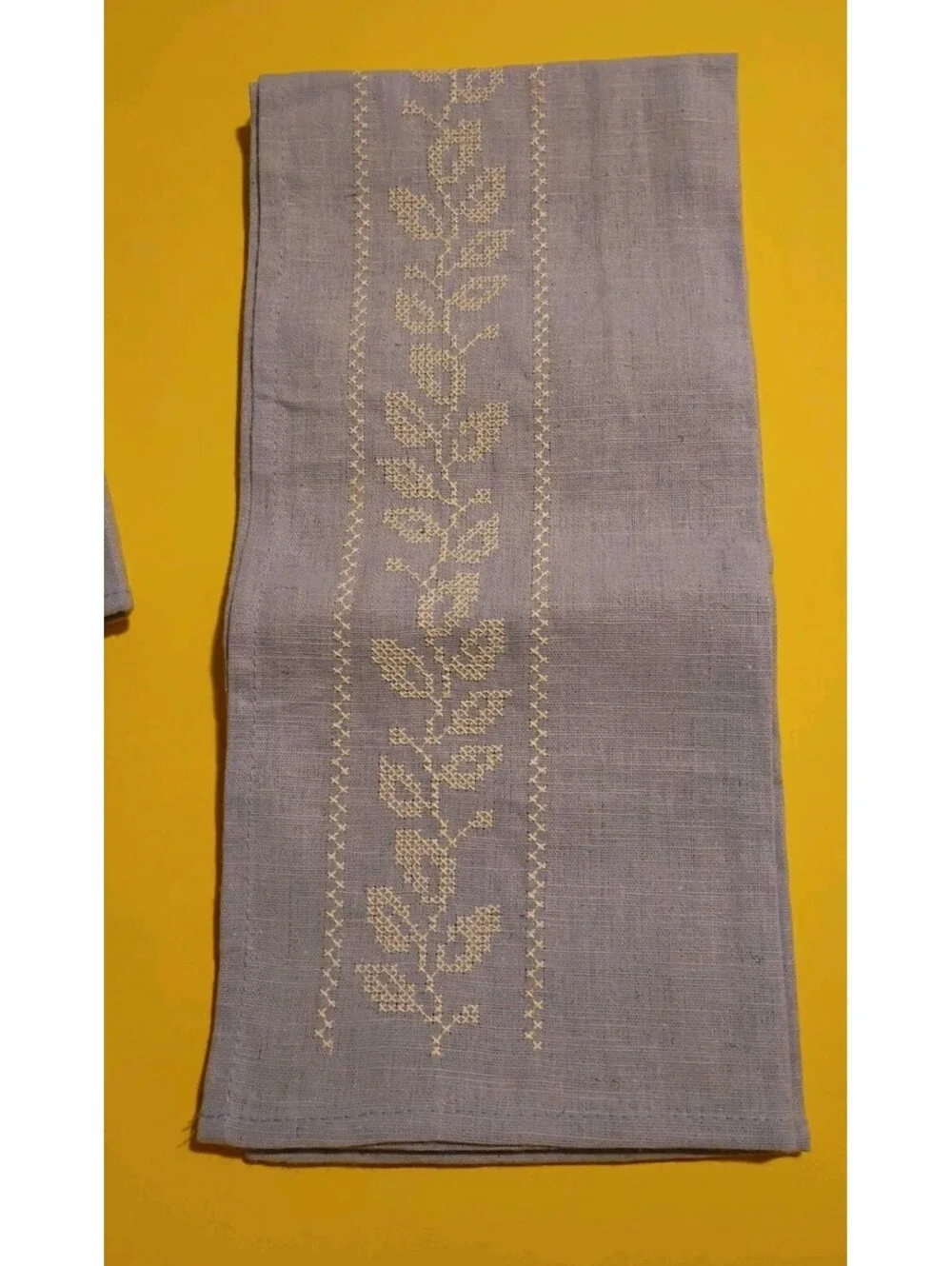 Vintage Ikea Kitchen Bath Towels Set Of 4 Blue Flower Cross Stitch Granny Core